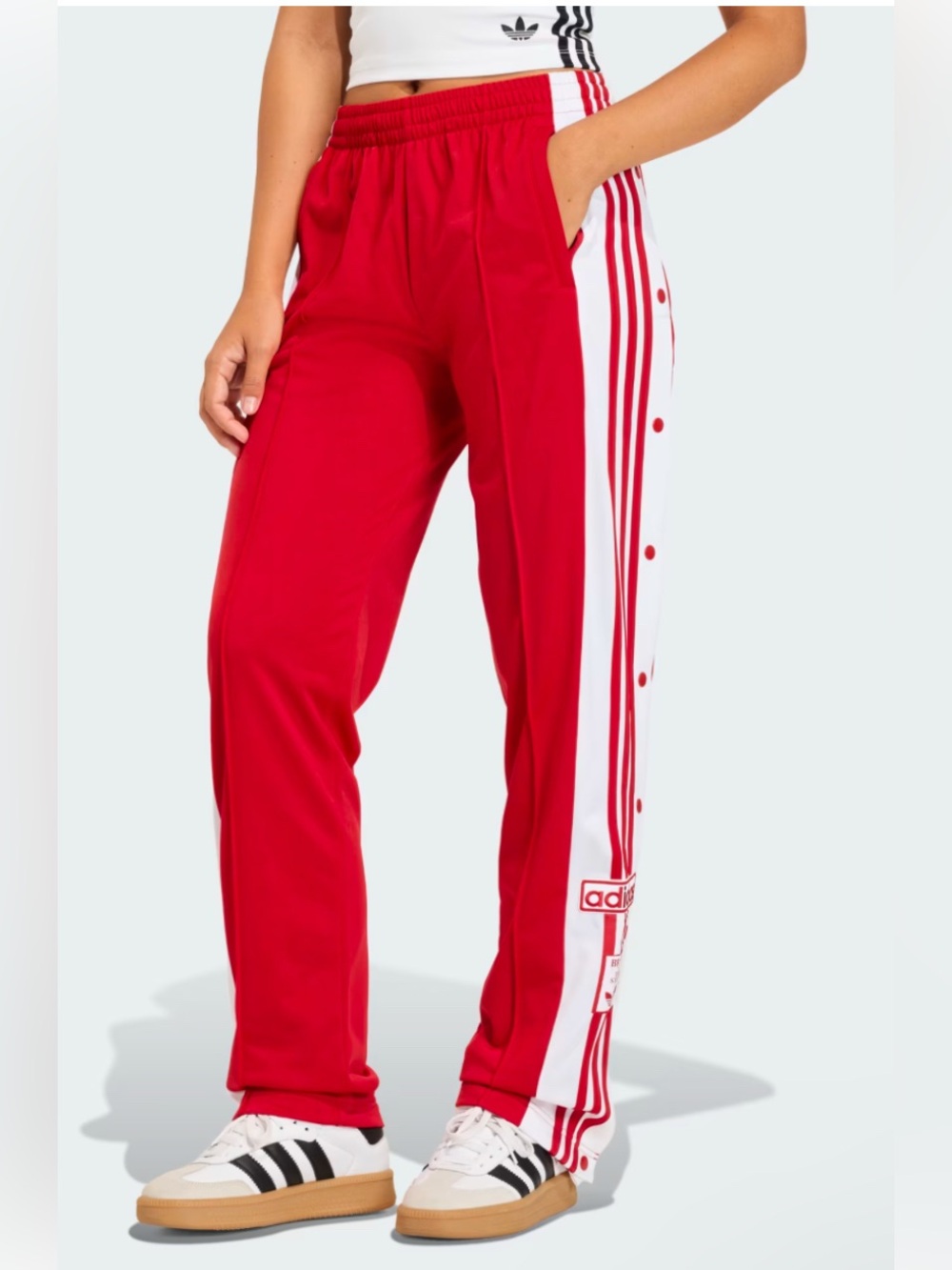 Adidas Adibreak Red Track Pants Side Stripe and Snap Buttons
